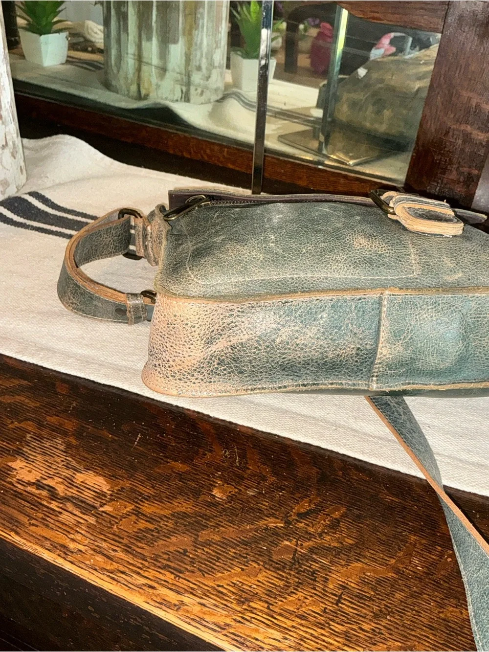 Bed Stu Leather Venice Beach Crossbody Bag Dark Teal Lux Retail $240